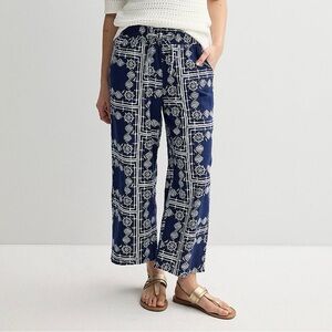 Sonoma Goods For Life Linen Wide Leg Pant, Nautical/Cruise/Beach Size L, NWT